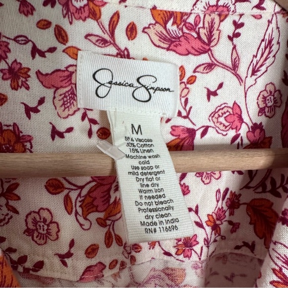 Jessica Simpson | Floral Linen Blend Short Sleeve Romper Size Medium - Picture 7 of 7